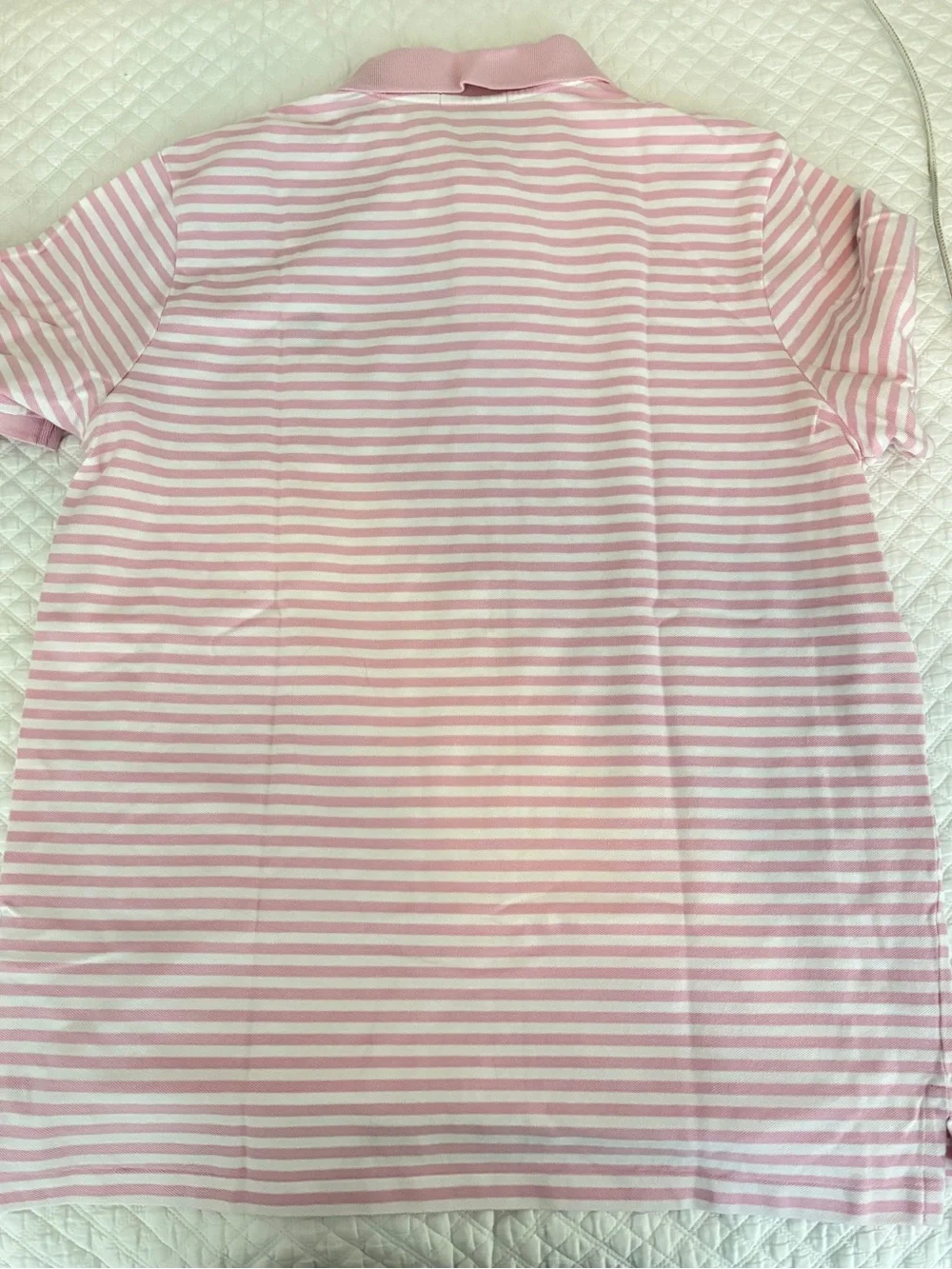 Ralph Lauren Pink & White Striped Polo with Green Pony
